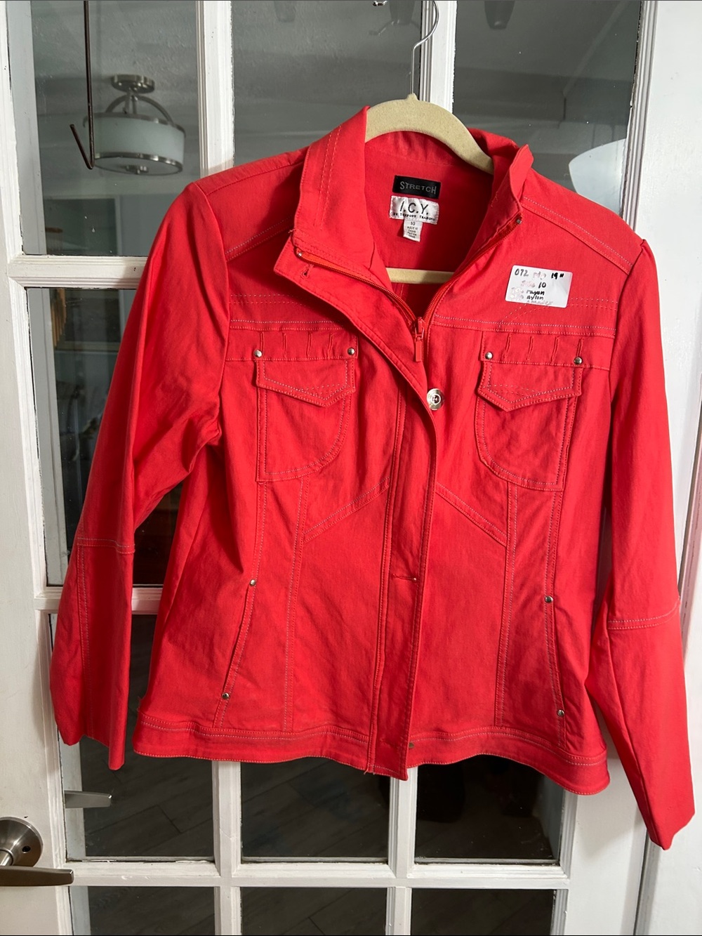 O72. ICY Bright Red Stretch Utility Jacket - Women's